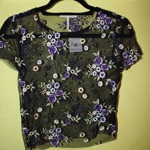 Urban Outfitter's Mesh Embroidered Tee